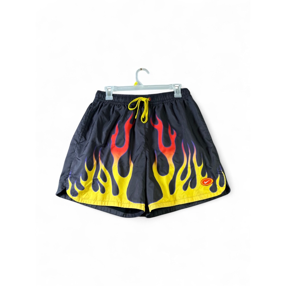 Nike American Athletic Company Flame Graphic Swim Trunks Mens Large Black Yellow